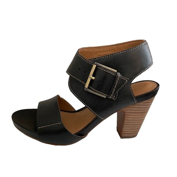 Clarks Artisan "Akena" women's leather mod sandals in black - Picture 6 of 11